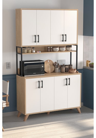 8 Kapaklı Çok Amaçlı Dolap Defne Mutfak Dolabı Erzak Dolabı Kiler Dolabı Safir Meşe Beyaz Safirmeşe - Beyaz 8 Kapaklı Çok Amaçlı Dolap Defne Mutfak Dolabı Erzak Dolabı Kiler Dolabı Safir Meşe Beyaz Safirmeşe - Beyaz