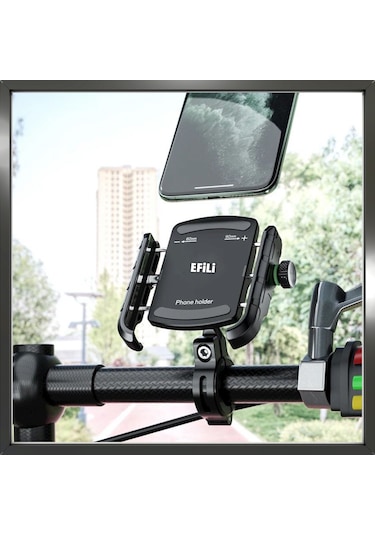 Efili Motosiklet Bisiklet Scotter Telefon Tutucu Genişlik Ayarlı Siyah