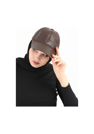 Elif İç Giyim Unisex Ayarlanabilir Taba Deri Şapka Taba