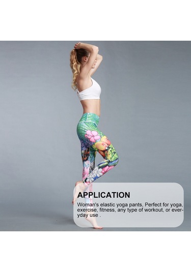 Paıyıge Kadın Baskılı Papağan Hk56 Yoga Pantolon Yeşil