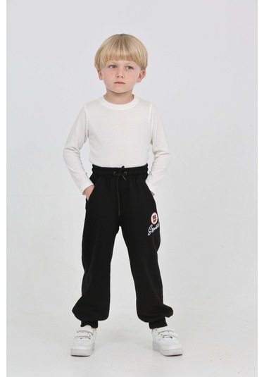 Toontoy Erkek Çocuk 98 Nakışlı Eşofman Alt Siyah