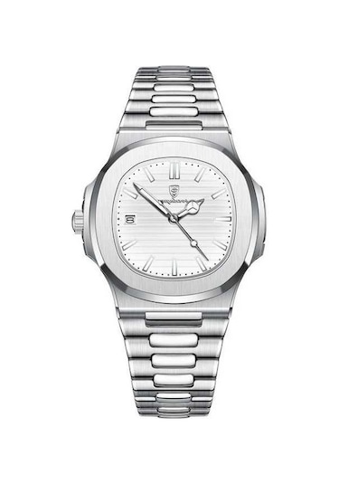 Yingfu Mavi 2025 Lüks Erkek Saat Paslanmaz Çelik Kare, Beyaz, İşe Geçirmez, Kuvars, Tarih Aydınlık Beyaz