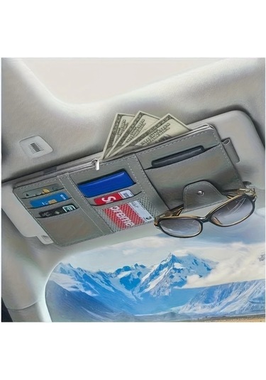 Topnotch Kırmızı Araç Güneşlik Kartlığı, Kimlik Ve Fişler İçin Pratik Çok Bölmeli Dosya Çantası