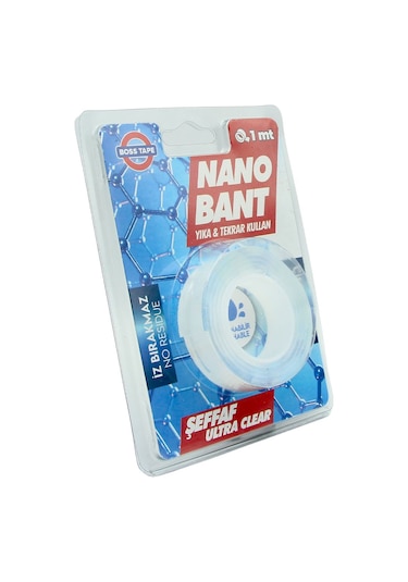 Boss Tape Nano Bant Şeffaf 1 M Yıkanabilir Yeniden Kullanılabilir