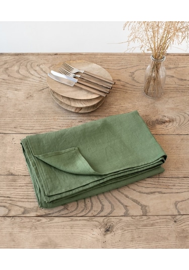 Wellstil Premium Keten Masa Örtüsü Haki