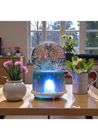 Frozen Temal Büyük Boy Püskürtmeli Müzikli Işıklı Kar Küresi