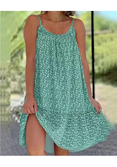 Gül Kırmızı Kadın Moda Askı Elbise Yaz Rahat Kolsuz Büyük Boy Çiçek Baskı Parti Gevşek Elbiseler Kadın L Gül Kırmızı Fuşya