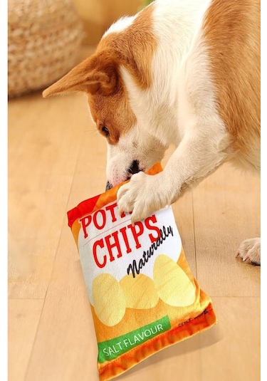 Tineke Cips Dayanıklı Sesli Köpek Oyuncağı Patato