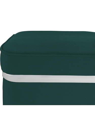 Zengo Silver Twin Line Kare Puf -yeşil Kumaş, Dekoratif Makyaj Masası Pufu-modern Style