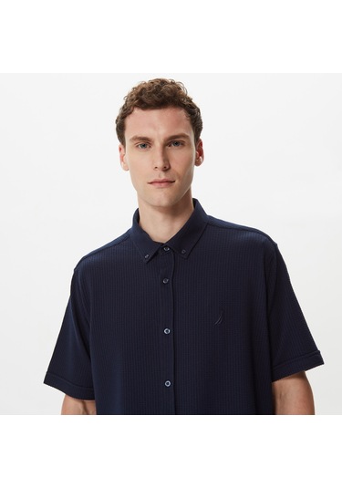 Nautica Erkek Lacivert Classic Fit Kısa Kollu Gömlek Düz W35416t Lacivert