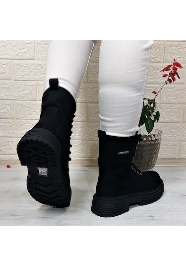 Pierre Cardin 52418 Siyah Süet İçi Kürklü Kaymaz Bayan Bot 001
