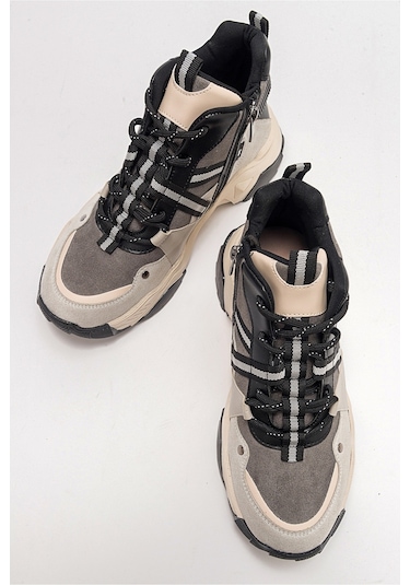 Luvishoes Clara Buz Siyah Kadın Spor Bot Buz Gri - Siyah