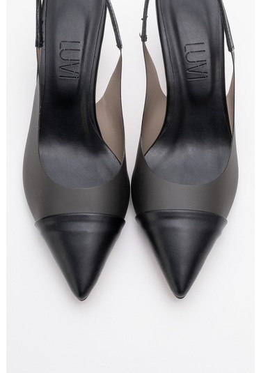 Moore Siyah Şeffaf Arkası Açık Sivri Burun Kadın Topuklu Ayakkabı Siyah