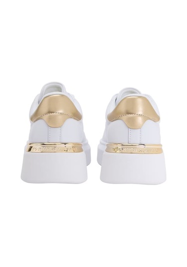 Kadın Metalik Detaylı Platform Tabanlı Sneaker - Beyaz/gold White