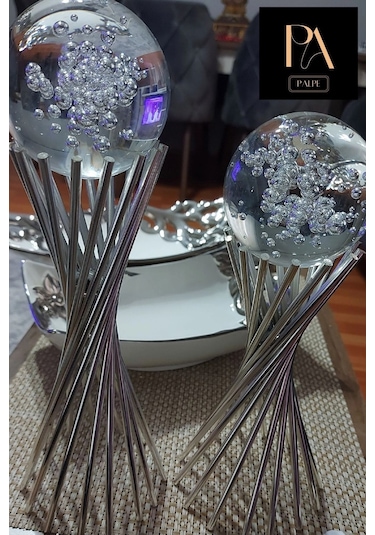 Gümüş K 2'li Ofis Metal Aksesuar Biblo Ev Salon Dekorasyon Obje