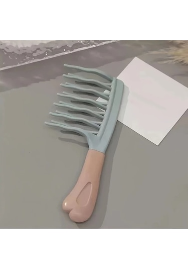 Elmpaly Çayır Yeşili Dalgalı Dişli Masaj Fırçası, Elektriklenme Önleyici Kabarık Saç Şekillendirme Tarak