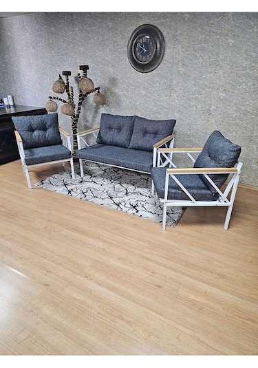 Beyaz Boyalı Bahçe - Balkon - Mutfak Çay Seti Takımı Bahçe Koltuk Çok Renkli