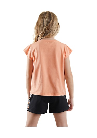 Denokids Zebra Ve Leo Kız Çocuk T-shirt Şort Takım Renkli Çok Renkli