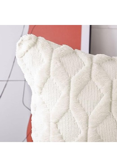 Teltree Yumuşak Yünlü 2'li Kadife Yastık Kılıfı - 45x45 Cm - Lüks Dekorasyon Beige