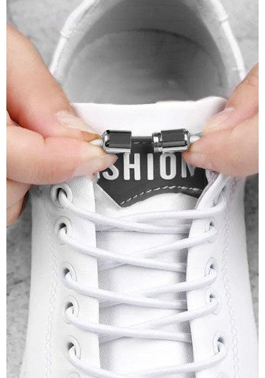 Ayarlanabilir 1 Çift Beyaz Vidalı Kapsül Uçlu Yuvarlak Lastik Pratik Bağcık Beyaz