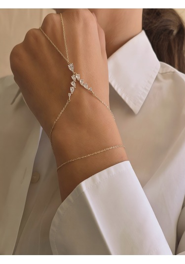 Markiz Kesim Zirkon Taşlı Y Model Gold Renk Şahmeran
