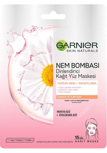 Garnier Nem Bombası Dinlendirici Kağıt Yüz Maskesi