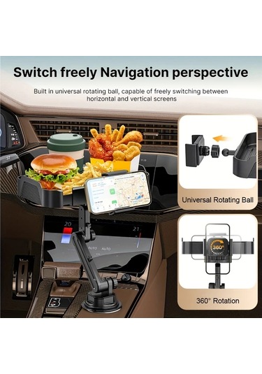 Xuweiwei Black Ekstra Büyük Alanlı Yükseltilmiş Katlanır Araç Tepsisi Cep Telefonu Tutucu