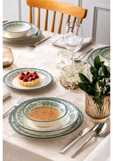 Emsan Arya 24 Parça 6 Kişilik Yemek Takımı Yeşil Yeşil