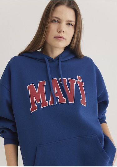 Mavi 1600361-82625 Mavi Logo Baskılı Kapüşonlu Sweatshirt - Lacivert