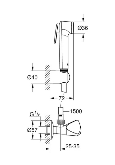 Grohe Tempesta-f Taharet Spreyi 30 Duvardan Askılı Set 1 Akışlı, Ara Musluk Ile Birlikte 26357000 Krom