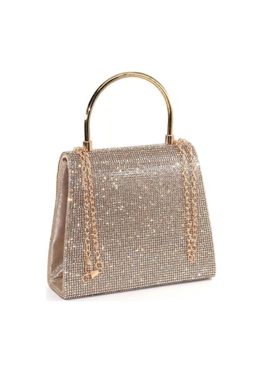 Gold Taşlı Abiye Çanta Altın Kadın Abiye Çanta Gold Abiye Çanta Davet Gece Clutch Çanta