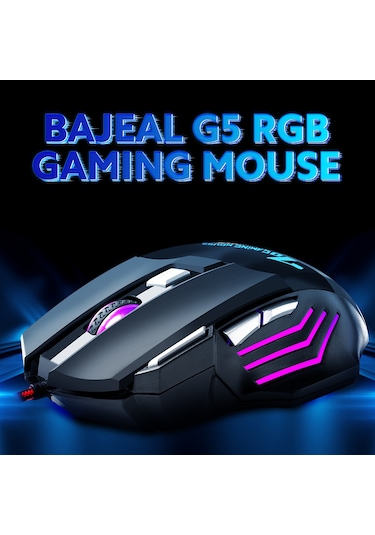 Geeksen Bajeal G7 Profesyonel Oyuncu Faresi, 3200 Dpı, 8 Milyon Tıklama Ömrü, Windows & İos Uyumlu, Siyah Optik