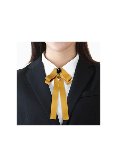 Homyl Şerit Papyon Broş Boyun Kravat Kokteyller Parti Mezuniyet Sarı