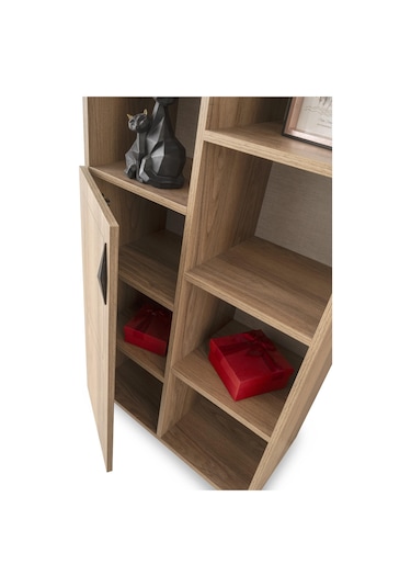 Hazar Raflı Kapaklı Kitaplık 70x37x180cm Ceviz