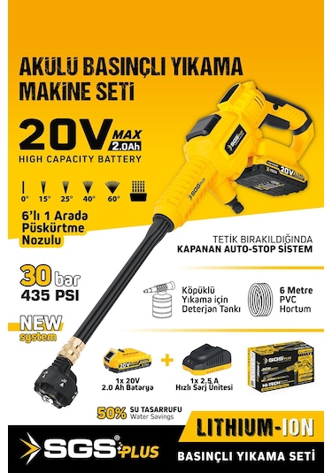 Sgs SGS5410 30 Bar 20 V Akülü Basınçlı Yıkama Makinesi