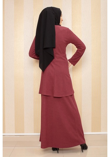 Moda Çizgi Tesettür Takım Gül Kurusu