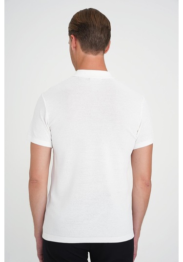 Comfort Fit Polo Yaka Kısa Kollu Ekru Triko Tr 883 Ekru