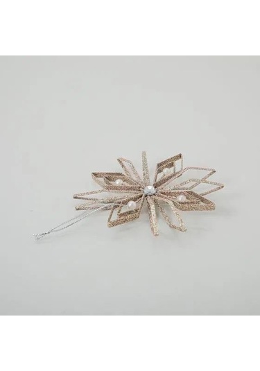 İncili 6 Yapraklı Altın Yılbaşı Ağaç Süsü Dekoratif Parlak Süs