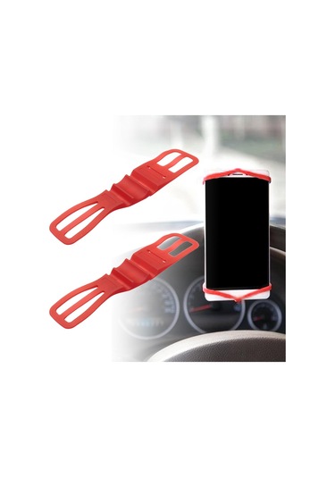 Suntek 2 Adet Silikon Bisiklet Telefonu Montaj Sürme Kırmızı