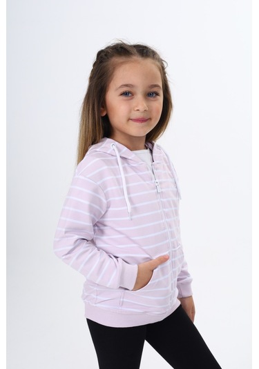 Toontoy Kız Çocuk Baskılı Hırka Açık Lila