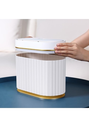 Qian Akıllı Çöp Kutusu - 5l Büyük Kapasiteli Mühür Kilit Kokusu Beyaz
