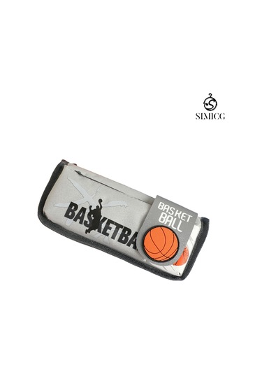 Karikatür Çift Katmanlı Basit Büyük Kapasiteli Öğrenci Kırtasiye Çantası Gri