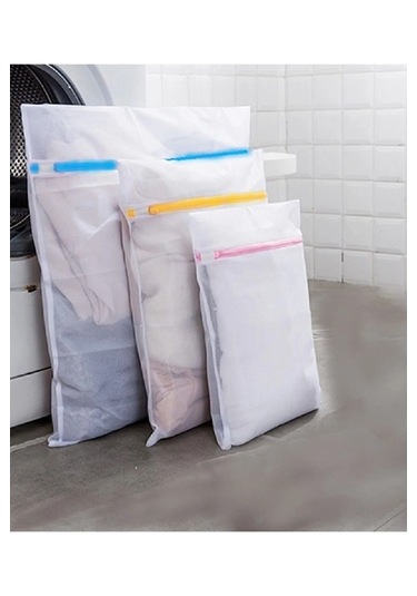 2'li Set 3'lü Çamaşır Filesi Ve Sütyen Yıkama Topu Beyaz