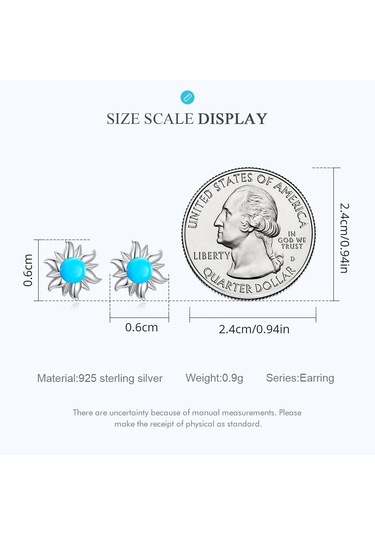 Wostu 925 Ayar Gümüş Minik Güneş Saplama Küpeler Kadınlar İçin Trendy Güzel Düğün Takısı Mavi Turkuaz Piercing Küpe