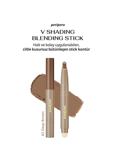 Pratik Uygulanan Çift Taraflı Kontür Stick Perıpera V Shading Blending Stick 002 Deep Brown