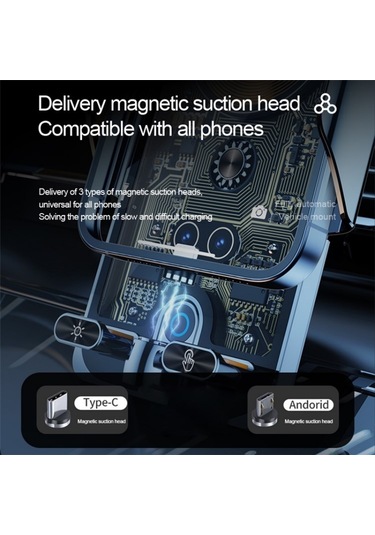 Kızılötesi Sensörlü Telefon Şarjı İle F18 Alüminyum Alaşımlı Braket Araba Kablosuz Şarj Cihazı Şeffaf Gümüş