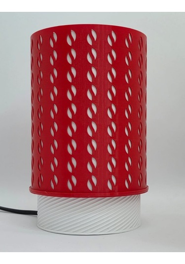 Cevizdizayn Abajur Kahve Aşkı Kırmızı Kahve Temalı Masa Lambası Kırmızı