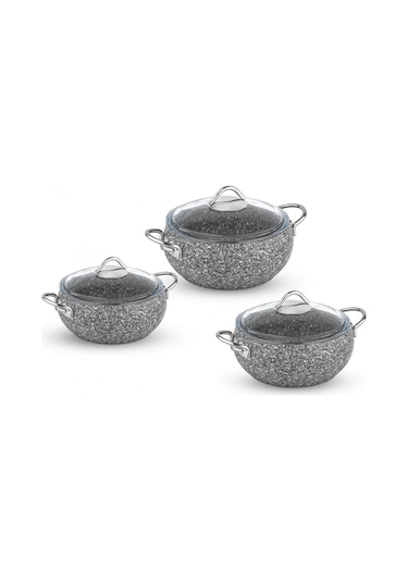 Taç Luna Granit 3'Lü Güveç Seti Gri