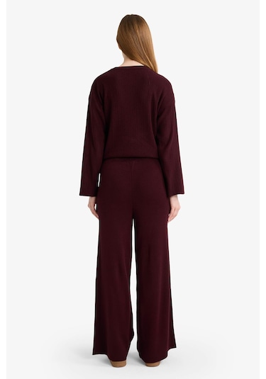 Defacto Wide Leg Triko Pantolon G7249ax25cwbr457 Bordo-br457