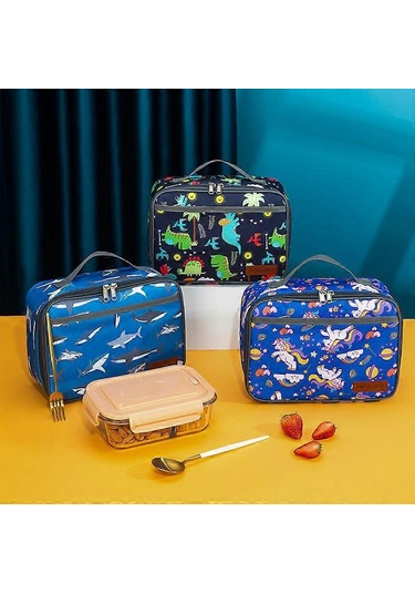 Çocuklar İçin Yalıtımlı Yumuşak Çanta Mini Soğutucu Çanta Okul Dönüşü Yalıtımlı Öğle Yemeği Çantası Seti Kızlar, Erkekler Ve Dinozorlar İçin --